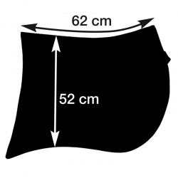 Maße: Geschweifte, Spanische Filz- Schabracke "Alta Escuela",  Länge: 62cm, Höhe: 52cm, freigestellt