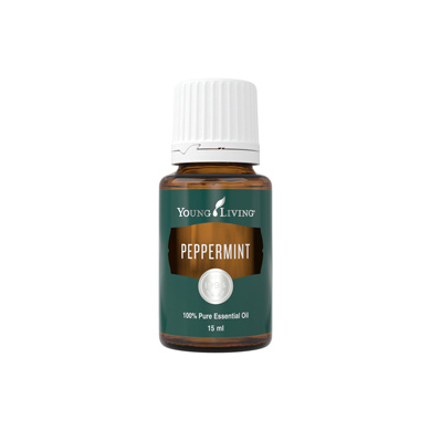 Ätherisches Öl Pfefferminze von Young Living, freigestellt vor weissem Hintergrund
