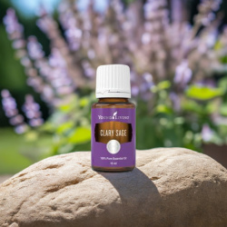 Ätherisches Öl Muskatellersalbei von Young Living, 100 % naturrein in Braunglasflasche mit Tropfer, in der Natur mit Kräutern