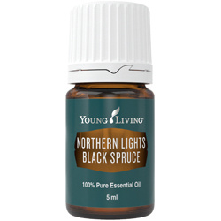Ätherisches Öl Idaho Schwarzfichte von Young Living, 5ml Braunglasflasche mit Etikett, mit Tropfer, freigestellt auf Weiß