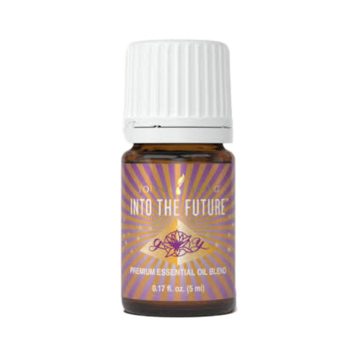 Ätherisches Öl "Into the Future" von Young Living, 5ml Braunglasflasche mit Etikett, freigestellt vor weissem Hintergrund
