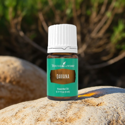 Ätherisches Öl Davana von Young Living, 5ml Braunglasflasche mit Etikett, mit Tropfer, dargestellt in der Natur