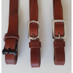 Spanische Zügel verschiedene Schnallen braun  16mm oder 18mm, Länge 1,55m je Seite, bestes vegetabil gegerbtes Zaumleder