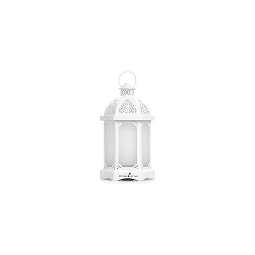 Nostalgischer, hochwertiger Ultraschall-Diffusor "Lantern" von Young Living weiß, Laterne aus Metall mit Glas, freigestellt