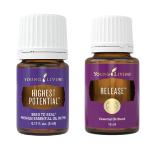 Öleset der ätherische Premium-Öle von Young Living Highest Potential und Release, 2 je 5ml Flaschen mit Etikett, freigestellt