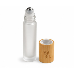 10ml Roll-On Flasche für ätherische Öle von Young Living, offen, Farbe : Mattglas, mit Holzdeckel, freigestellt