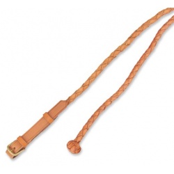 Aus hochwertigem Leder, rundgeflochtener Präsentations- Führstrick mit Lederknoten. Befestigung: Schnalle Farbe: natur & schwarz